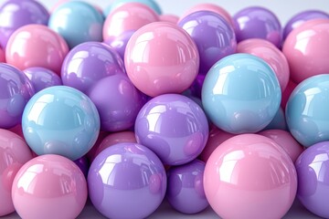 Poster - Close-up of Shiny Pink, Purple, and Blue Spheres