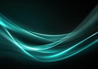 Poster - Abstract Teal and Black Swirling Lines