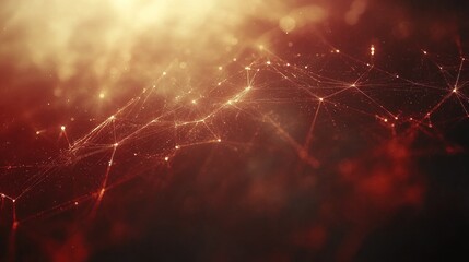 Aufkleber - Abstract Network of Glowing Lines and Particles Against a Dark Red and Orange Background
