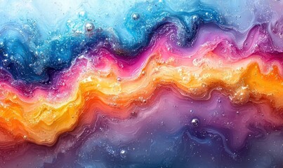 Poster - Abstract Swirling Liquid with Bubbles and Glitter