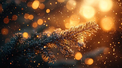 Aufkleber - A Close-Up of a Pine Branch with Bokeh Lights