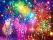 © ILIUSIA - Colorful fireworks in the night sky celebrating holiday.