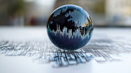 Poster - A Glass Globe Depicting a Digital Earth with Data Patterns