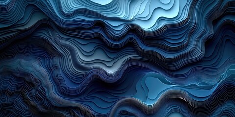 Wall Mural - Abstract Blue Wavy Layered Pattern