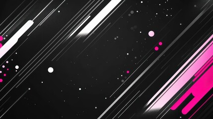Poster - Abstract graphic design featuring dynamic lines and dots on a dark background.