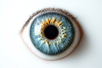 Wall Mural - A close-up of a vibrant blue eye showcasing intricate details like the iris patterns and eyelashes, ideal for use in medical illustrations, artistic projects