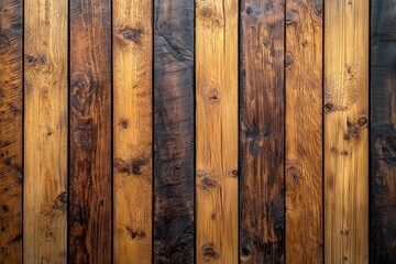 Poster - Close-up of Vertical Wooden Planks with Variations in Color and Texture