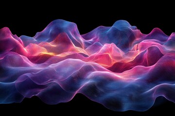 Aufkleber - Abstract Neon Wavy Lines and Grids against a Black Background