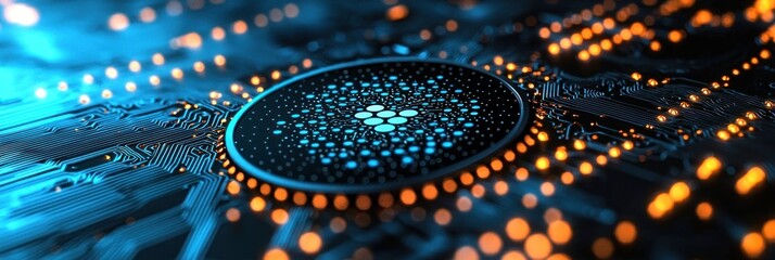 Poster - Cryptocurrency Symbol on a Circuit Board
