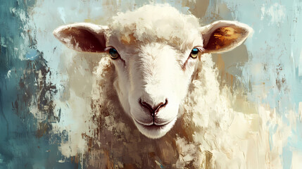 Wall Mural - Sheep renaissance art portrait, medieval oil painting. generative ai. Renaissance. Illustration