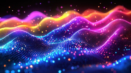 Aufkleber - Abstract Wavy Pattern of Multicolored Lights