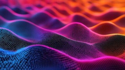 Fototapete - Dynamic waves of colorful patterns abstract art digital landscape vivid environment aerial view visual concept