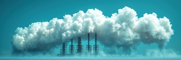 Aufkleber - Industrial Smoke Plumes From Power Plant Towers