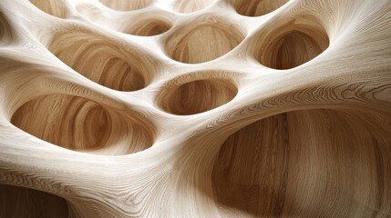 Aufkleber - Abstract Wooden Sculpture with Interconnected Cavities