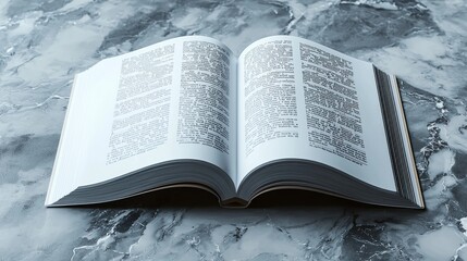 Poster - An Open Book with Old-Fashioned Text on a Marble Surface