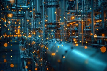 Poster - Industrial Pipeline Connected by Network of Lights