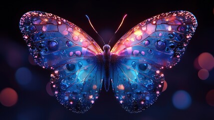 Poster - A Crystallized Butterfly with Glowing, Transparent Wings