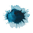 © Jaemie - Isolated Splash of Aqua Ink: A vibrant blue watercolor stain with fluid edges, ideal for backgrounds and artistic designs.