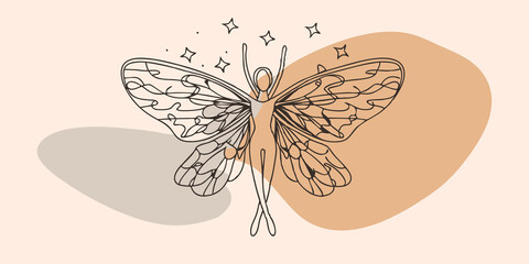 Aufkleber - Ethereal Dance In an otherworldly landscape filled with shimmering mist the being twirls gracefully its wings creating trails of light that linger in the air. Each movement sends