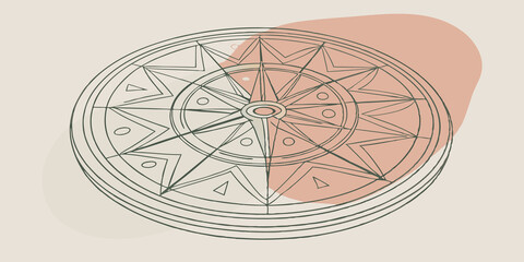 Poster - Harmonious Pattern A circular medallion featuring intricate lines of intersecting triangles and circles with a soft blue and purple light radiating from its center casting gentle