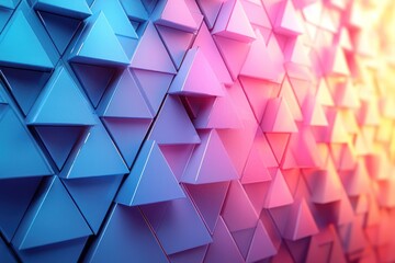 Aufkleber - Abstract Geometric Background with Gradient of Blue, Pink, and Yellow Triangles