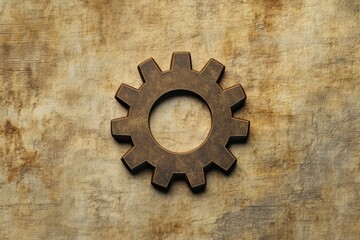 Aufkleber - A prominent gear symbol stands out on an aged and textured background, representing technology and various engineering concepts. Generative AI