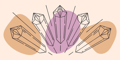 Poster - Radiant Spectrum An array of faceted crystals each emitting its own vibrant color such as deep blues and fiery oranges connected by thin beams of light creating a dazzling rainbow