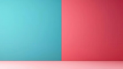 Poster - A minimalist image featuring a divided wall, with one side in turquoise and the other in pink, creating a striking contrast.