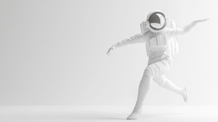 Aufkleber - A white astronaut figure in motion against a minimalistic background.