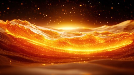 Aufkleber - Illuminating golden waves at sunrise abstract nature artwork ethereal environment dynamic viewpoint tranquil concept