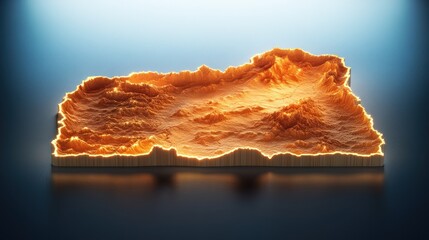 Fototapete - 3d relief map creation digital art abstract design studio setting close-up view geographical concept for visualization