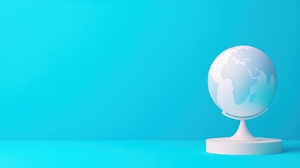 Leinwandbilder - Global awareness concept featuring a white globe on a vibrant blue background in a minimalistic style