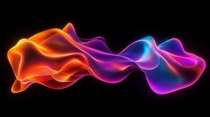 Poster - A colorful, long, and flowing piece of fabric with a black background