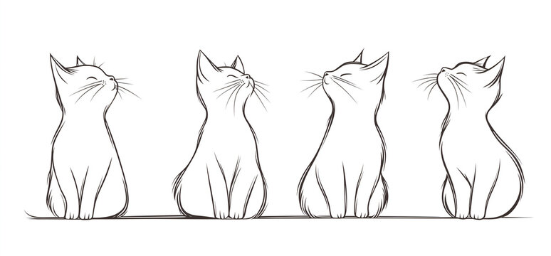 hand  drawn cats on white