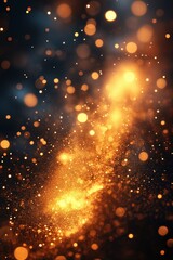 Poster - Golden particles dance through the air, creating a magical atmosphere at night