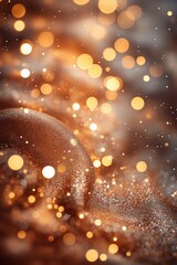Poster - A close-up view of shimmering golden particles on a textured surface in soft light