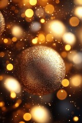 Poster - Beautiful golden bokeh lights creating a magical atmosphere during a festive celebration at night