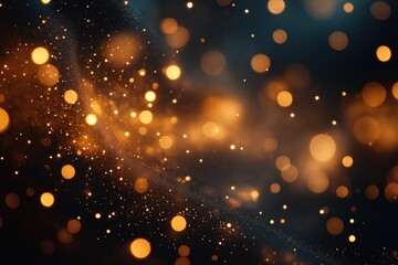 Poster - Sparkling golden particles create a mesmerizing cosmic effect in a dark background during nighttime