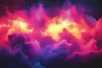 Poster - Colorful abstract clouds with vibrant hues and digital texture in a cosmic atmosphere