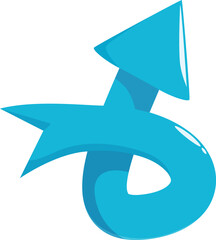 Poster - Cartoon style blue arrow curving and pointing upwards, symbolizing a shift in strategy or a new path