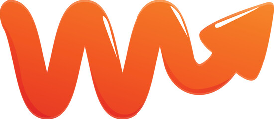 Poster - Glossy orange arrow pointing upwards, symbolizing growth, progress, and achievement