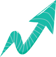 Poster - Glossy green arrow with diagonal stripes pointing upward, symbolizing growth, achievement, and positive direction