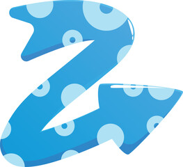 Poster - Cartoon style blue arrow pointing upward, featuring a zig zag shape and decorated with a pattern of white circles