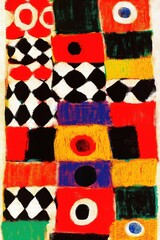 Poster - Vibrant abstract pattern with colorful geometric shapes in a lively design