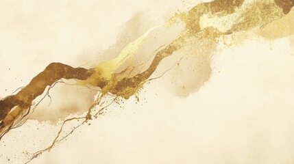 Poster - Elegant Abstract Background with Golden Swirls and Textures on a Soft Beige Canvas, Perfect for Artistic and Modern Design Projects