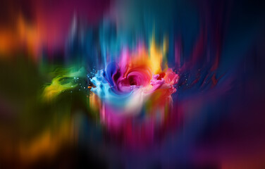 Aufkleber - Abstract colorful liquid swirling and splashing with a dark background.