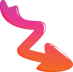 Poster - Colorful arrow pointing down and right with glossy gradient effect, from pink to orange