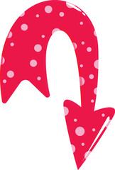 Poster - Pink arrow pointing down, featuring white dots and forming a u turn shape, ideal for indicating direction or change
