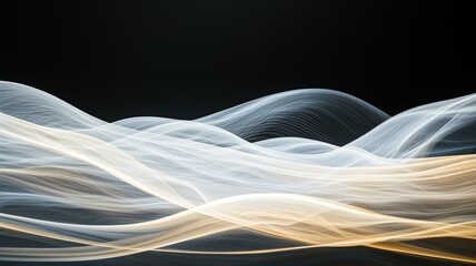 Poster - Ethereal Light Rays Gracefully Dancing in a Dark Void, Capturing the Essence of Movement and Serenity in a Dreamlike Atmosphere