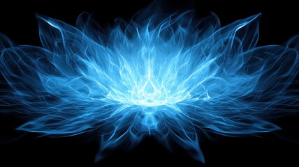 Poster - Dynamic Fractal Patterns Transforming in Abstract Forms with Ethereal Blue Flames and Intricate Details for Visual Exploration in Art and Design
